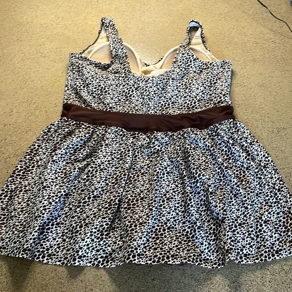 Leopard print one piece swimsuit swim dress size 18W